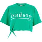 River Island Womens 'bonheur' Cropped Knot Front T-shirt