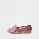 River Island Womens Suede Round Toe Bow Loafers