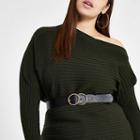 River Island Womens Plus Open Neck Rib Knit Sweater