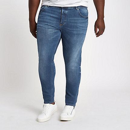 River Island Mens Big And Tall Eddy Faded Skinny Jeans