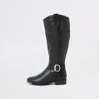 River Island Womens Buckle Wide Fit Riding Boots
