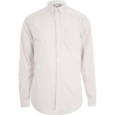 River Island Mens Stripe Print Long Sleeve Oxford Shirt