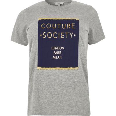 River Island Womens Plus 'couture Society' Print T-shirt