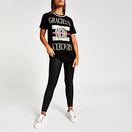 River Island Womens Printed Longline Necklace T-shirt
