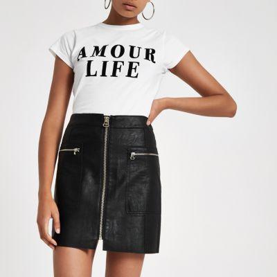 River Island Womens Zip Pocket Biker Mini Skirt