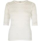 River Island Womens White Sheer Lace Fitted Top