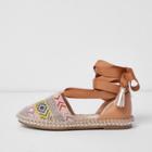 River Island Womens Aztec Beaded Ankle Wrap Espadrilles