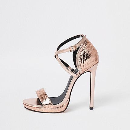 River Island Womens Rose Gold Barely There Platform Sandals