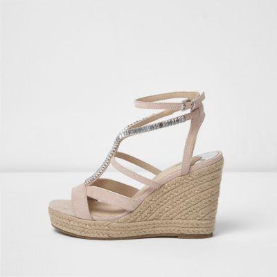 River Island Womens Embellished Espadrille Platform Wedges