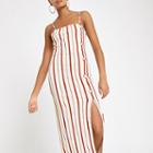River Island Womens Stripe Button Through Maxi Slip Dress