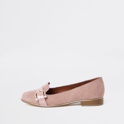 River Island Womens Nude Wide Fit Rhinestone Buckle Ballet Shoe