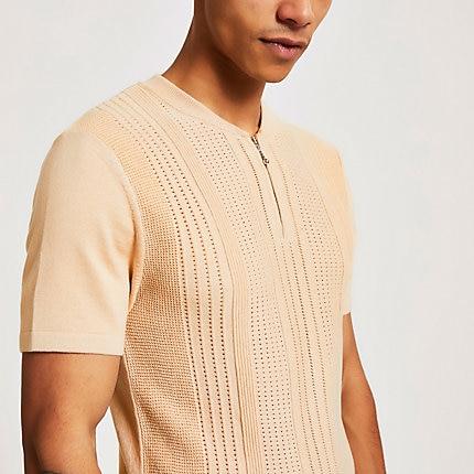 River Island Mens Baseball Neck Slim Fit Polo Shirt