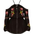 River Island Womens Floral Embroidered Cold Shoulder Top