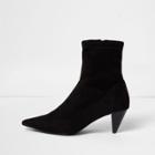 River Island Womens Faux Suede Cone Sock Heel Boots