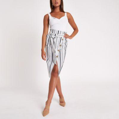 River Island Womens Stripe Button Front Pencil Skirt
