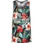 River Island Mensblack Floral Print New York Mesh Vest