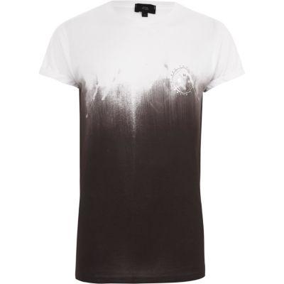 River Island Mens White Fade Print Slim Fit T-shirt