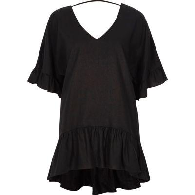 River Island Womens V Neck Loose Peplum T-shirt