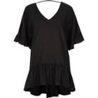 River Island Womens V Neck Loose Peplum T-shirt