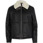 River Island Mens Faux Leather Aviator Jacket