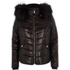 River Island Womens Petite Wet Look Hooded Puffer Jacket