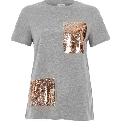 River Island Womens Patch Sequin T-shirt