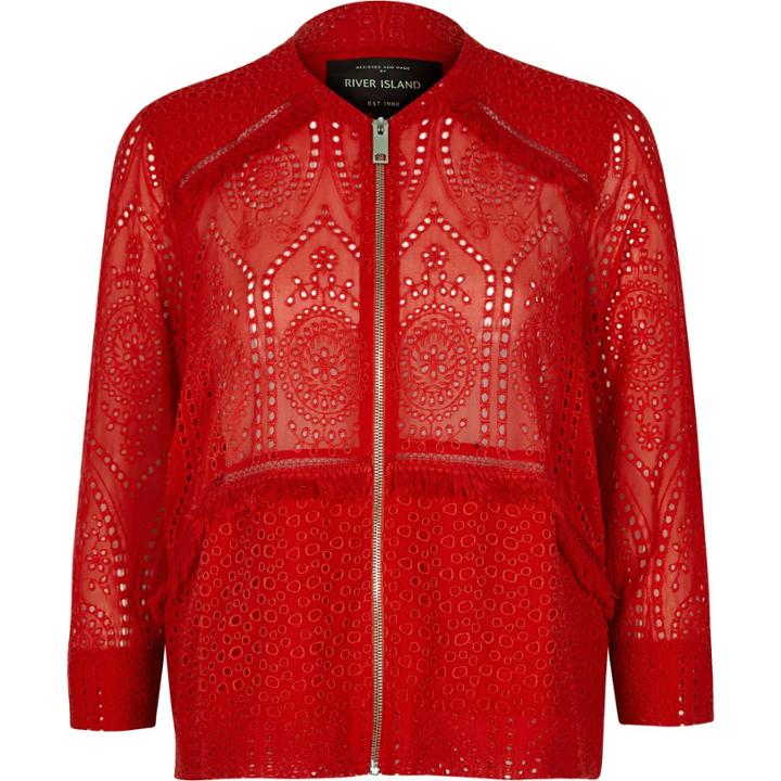 River Island Womens Crochet Bomber Jacket