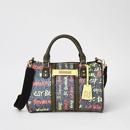 River Island Womens Graffiti Print Bowler Cross Body Bag
