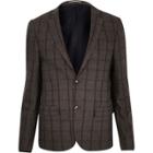 River Island Mensgrey Checked Cropped Skinny Suit Jacket