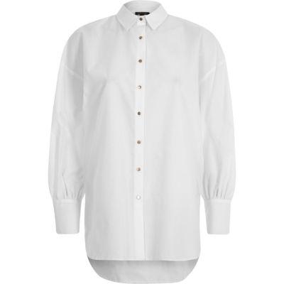 River Island Womens White Puff Sleeve Oversized Shirt