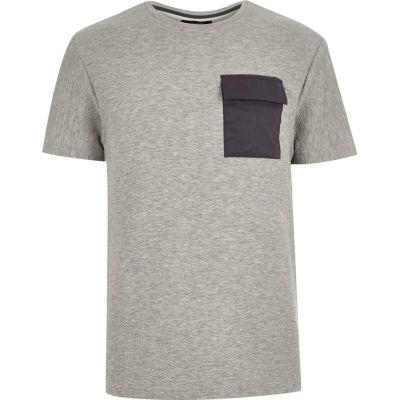 River Island Mens Textured Pocket T-shirt