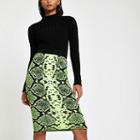 River Island Womens Neon Snake Print Midi Skirt