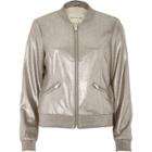 River Island Womens Silver Faux Suede Bomber Jacket