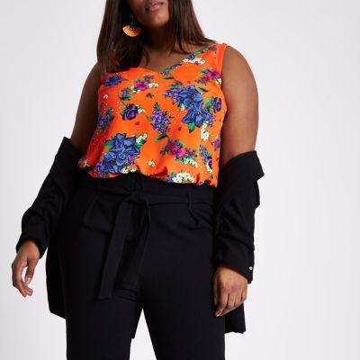 River Island Womens Plus Floral Double Strap Vest