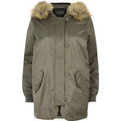 River Island Womens Faux Fur Hooded Parka
