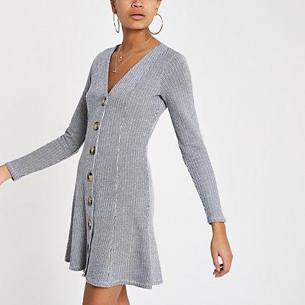 River Island Womens Stripe Button Front Dress