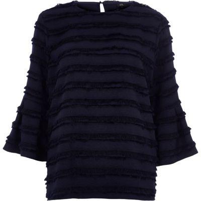 River Island Womens Fringe Bell Sleeve Top