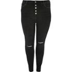 River Island Womens Plus Hailey Ripped Button Jeans