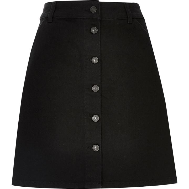 River Island Womens Denim Button-up A-line Skirt