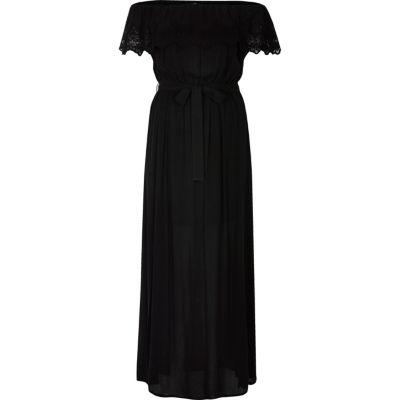 River Island Womens Lace Trim Bardot Maxi Dress
