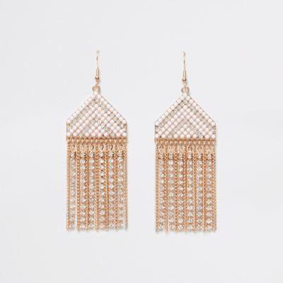 River Island Womens Gold Tone Seadbead Drop Earrings