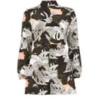 River Island Womens Leaf Print High Neck Romper