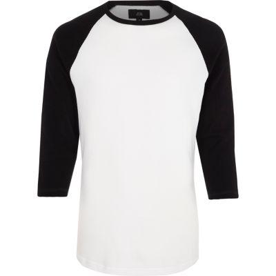 River Island Mens Three Quarter Raglan Sleeve T-shirt