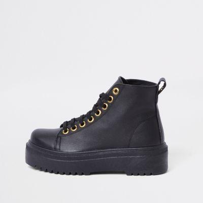 River Island Womens Chunky Digger Lace Up Boots