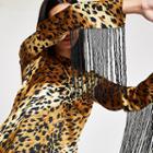 River Island Womens Leopard Print Tassel Long Sleeve Top