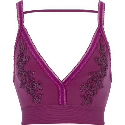 River Island Womens Floral Embroidered Tulle Trim Bralette