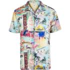 River Island Mens Miami Print Short Sleeve Shirt