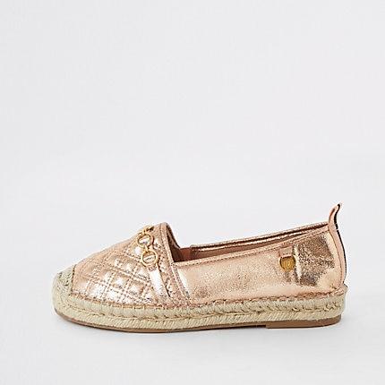 River Island Womens Gold Quilted Espadrille Sole Shoe
