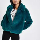 River Island Womens Petite Blue Plush Faux Fur Coat