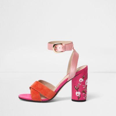 River Island Womens Multicoloured Textured Block Sandals